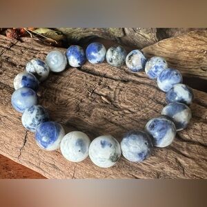 Sodalite Natural Stone Bracelet Unisex Stretchy Beaded Bracelet 10mm 18cms 7.1”